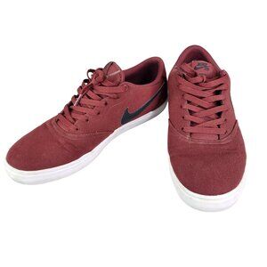 Mens Burgundy Nike SB Check Solarsoft Canvas Shoes Size 11.5